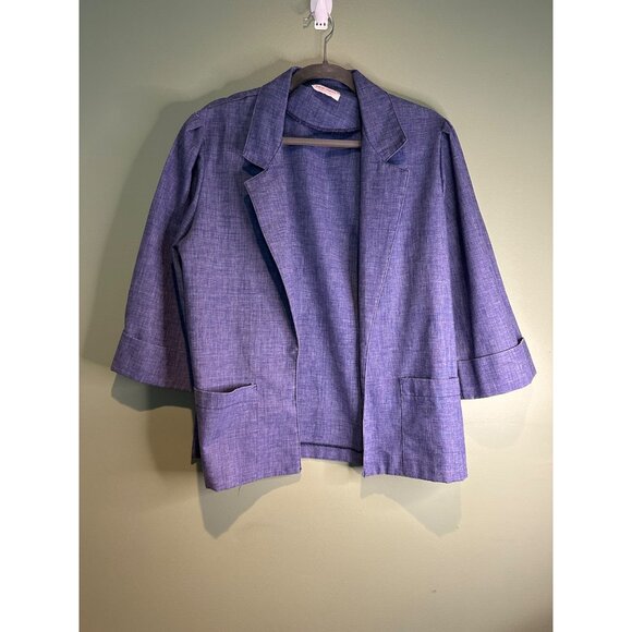 Women’s Blazer Size 8 Made in USA Open Front Elbow Sleeve Pocketed Jacket - Picture 1 of 5